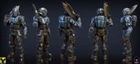 Turnaround reference of the ODST/TAC armor for Halo: Fireteam Raven.