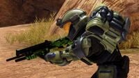 A profile of the ODST/HVY upper body armor and the backpack in Halo 3.