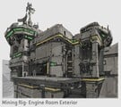 Concept art for the exterior of the engine room.