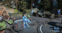 Using the grappleshot to electrocute a lone Grunt.
