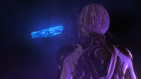 Cortana examining a holographic Infinity.