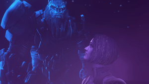 Atriox confronting Cortana on Zeta Halo.