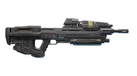 A render of the Halo Infinite MA40 assault rifle model used in the Halo Encyclopedia (2022 edition) and Halo: Flashpoint.