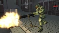 The Master Chief firing the turret.