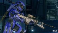 A Spartan-IV wearing the default Recruit armor in the Halo 5: Guardians Multiplayer Beta.