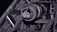 A closer view of the MAC muzzle on the UNSC Burden of Proof in Halo: Campaign Evolved.