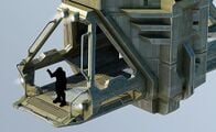 The frigate's boarding ramp while retracted.[3]
