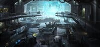 Concept art of the engine room.