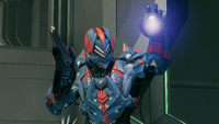 A Venator-clad Spartan throws an Anskum-pattern plasma grenade in Halo 4.