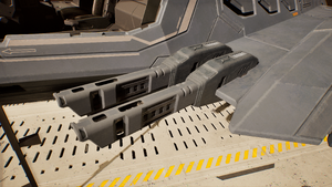 The ALI-50 110mm autocannons on GA-TL1 Longsword Knife 12. Screenshot taken from Halo: Campaign Evolved campaign level The Maw.
