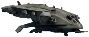 Cropped render of the D77 Pelican in Halo Infinite.