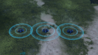 Three Victory mines deployed in the standard formation.