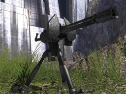 An image of a UNSC AIE-486H machine gun, deployed along the eastern edge of Halo 3's Multiplayer map "Valhalla".