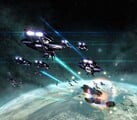 Concept art for Halo: Fleet Battles' cover art, depicting several Erőds in orbit over Reach.