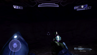 A Sangheili combat harness' HUD in Halo 2: Anniversary multiplayer.
