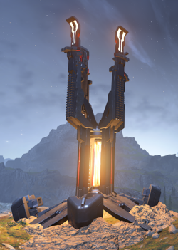 Cropped image of a Banished propaganda tower.