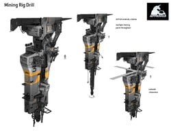 Concept art for the drill on The Rig.