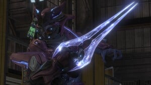 Sangheili Field Marshal Orsu Lar 'Ahtalee wielding the unidentified energy sword pattern at Platform Delta in the Asźod ship breaking yards during Battle of Asźod. From Halo: Reach campaign level The Pillar of Autumn.