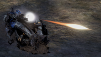 A Barukaza Workshop Chopper firing its heavy spike cannon in Halo 3.