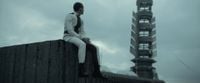 Cadet Thomas Lasky brooding near the space elevator of the complex.