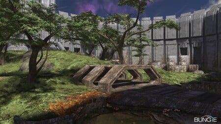 Promotional image for Halo 3 featuring the multiplayer map Isolation.