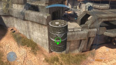 A screenshot of a player manipulating a barrel in Forge on High Ground.