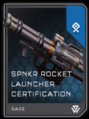 SPNKr Rocket Launcher certification REQ card.