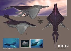 Halo 4 concept art of the Sky Leviathans.