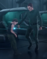 A six-year-old Jorge is struck by a trainer with a humbler stun device in Halo: The Fall of Reach - The Animated Series.