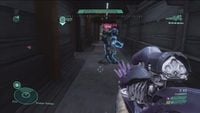 A pre-Alpha screenshot of the HUD view of the needle rifle in use in Halo: Reach.
