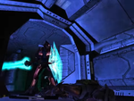 A Sangheili Major with a sword and shield in the Halo E3 2000 trailer.
