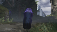 A front view of the Halo 2: Anniversary Covenant drop pod.