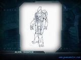 This is a sketch seen in the Collector's Edition DVD.[2] of the Alien Trooper cut enemy.