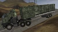 Concept art of a tractor unit on Tsavo Highway in Halo 3.