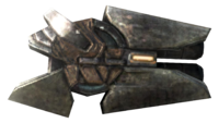 A profile view of the heavy spike cannon in Halo 3.