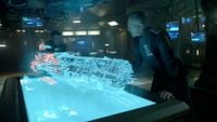 A hologram of the UNSC Infinity in The Commissioning.