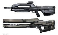 Concept art of the BR85HB and the ARC-920 railgun.