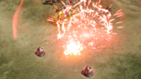 Explosions from scorch mines.