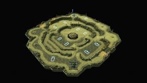 This is an overhead view of the map Exile from the Halo Wars community website.
