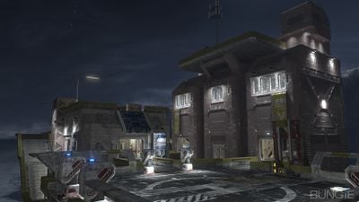 Promotional image for Halo 3 featuring the multiplayer map Blackout.