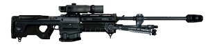 A cropped screenshot of the SRS99-AM sniper rifle in Halo: Combat Evolved Anniversary (original image by User:JackVibe).