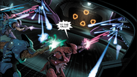 Sali 'Nyon and a Sangheili firing their needlers in Halo: Escalation.