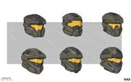 Concept art of the Trailblazer helmet (bottom row) for Halo Infinite.
