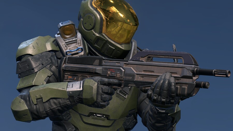 A Spartan wearing Mirage IIC and wielding the MA5K Avenger.