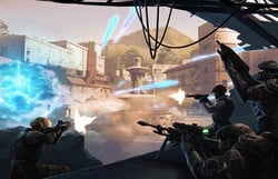 Halo Mythos illustration of Veta Lopis, Frederic-104 and Mark-G313 fighting on Gao. The sniper is confirmed as Mark in this tweet by Jeff Easterling.