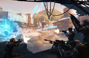 Halo Mythos illustration of Veta Lopis, Frederic-104 and Mark-G313 fighting on Gao. The sniper is confirmed as Mark in this tweet by Jeff Easterling.