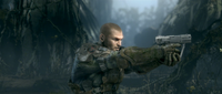 Forge scans his surroundings with his M6C magnum.