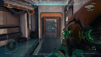 First-person view of the fuel rod cannon on Riptide in Halo 5: Guardians.