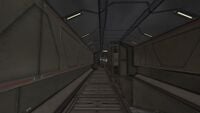 The hallway leading from the entrance to the cockpit, as depicted in Halo: Combat Evolved Anniversary.