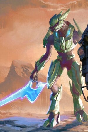 Atis 'Moramai with an energy sword. Cropped from full cover art spread for Halo: Fireteam Noble.